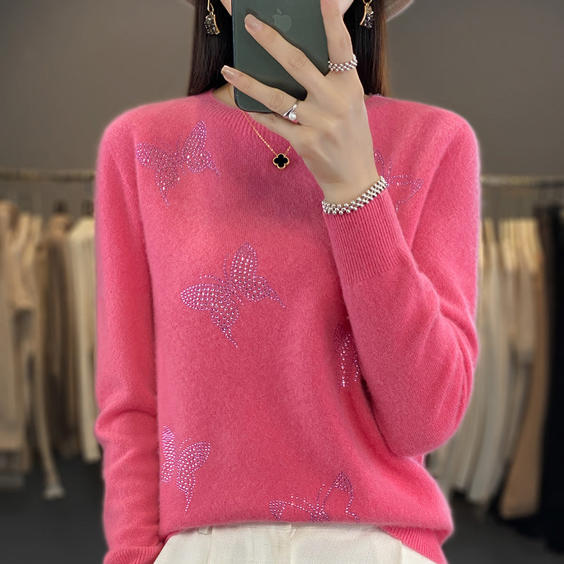 Round Neck Patterned Base Shirt For Women
