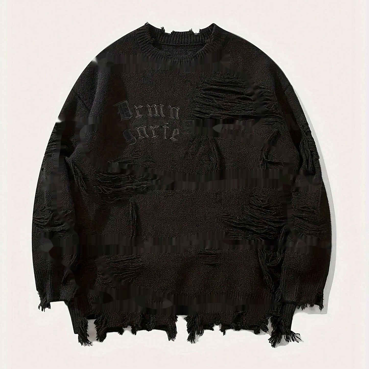 Amerikansk New Dark Letter Jacquard Ribbet Langærmet Varm Sweater