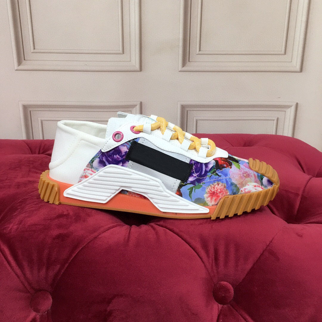 Colorblock Flat Casual Lace-Up Sneakers