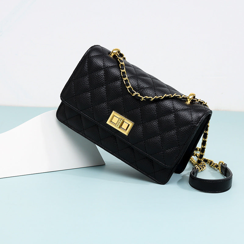 Trendy Small Fragrant Wind Single Shoulder Head Layer Cowhide Female Bag Crossbody