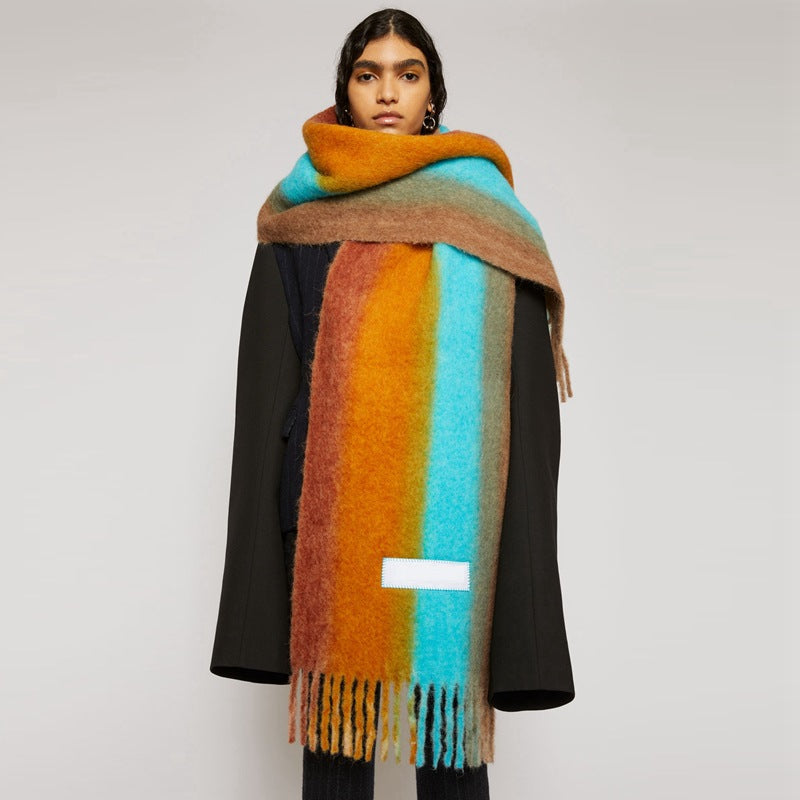 Imitation Cashmere Fashion Personality Gradient Warmth Outdoor Dual-use Shawl