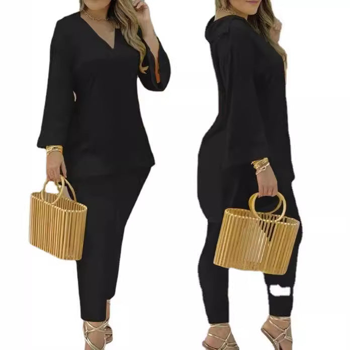 Bell Sleeve Top og Bukser Modedragt til Kvinder