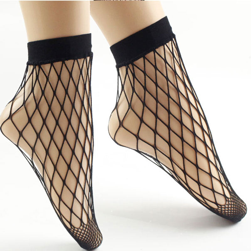 Fashion Fishnet Encrypted Medium And Short Tube Big Eye Socks