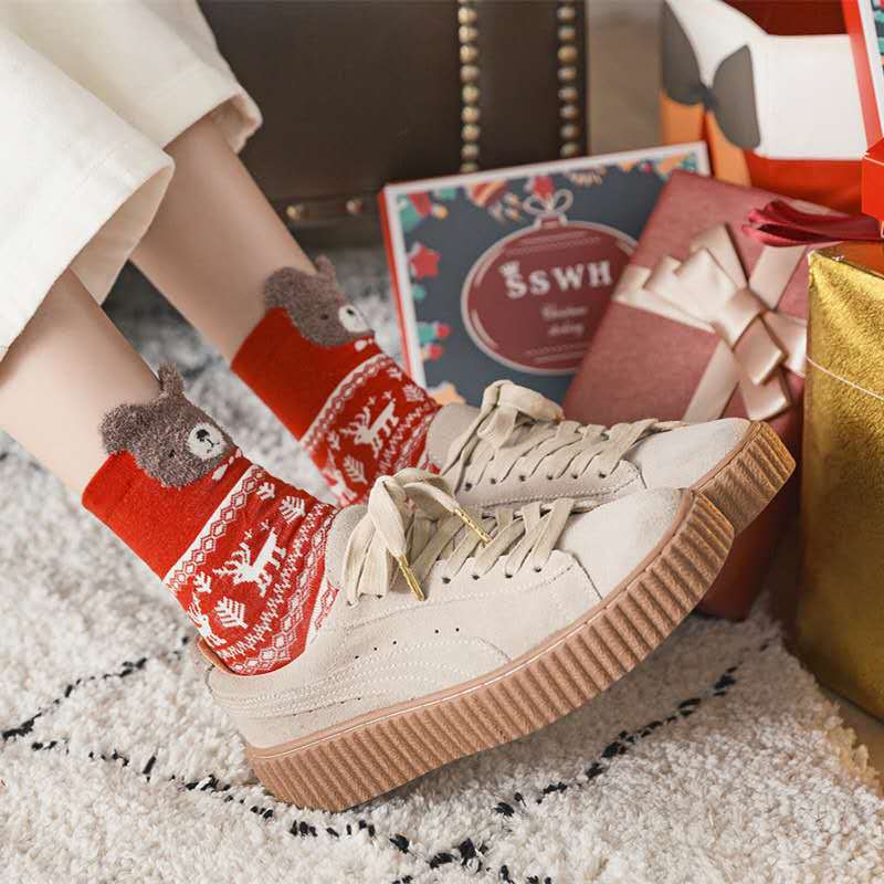 Women's Cute Fashion Mid-calf Christmas Stockings Gift Box