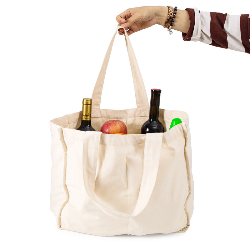 Cotton Split Shopping Supermarket Fruit And Vegetable Portable Canvas Bag