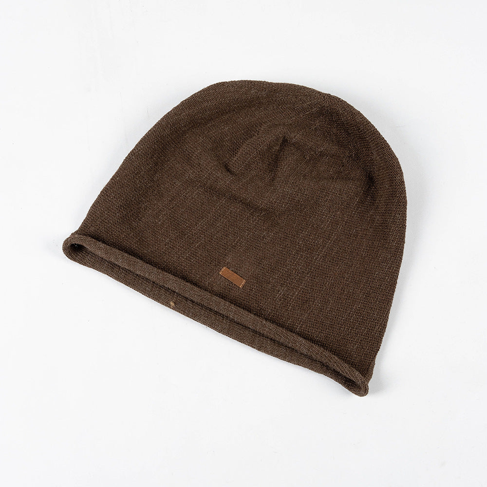 Breathable Knitted Linen Fisherman Hat With A Leather Patch Label