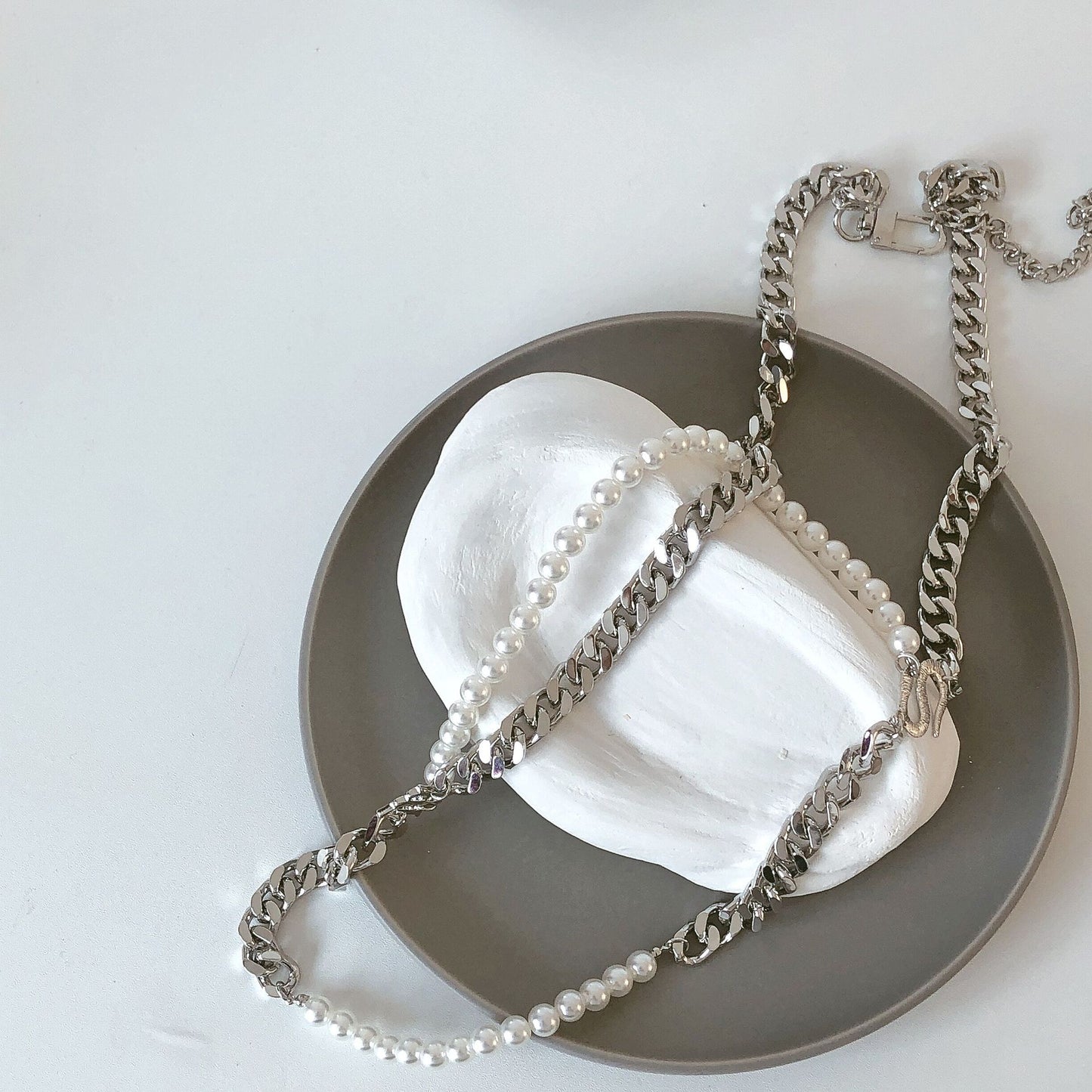 Thick Chain Snake-shaped Pendant Belt Double Pearl Girdle
