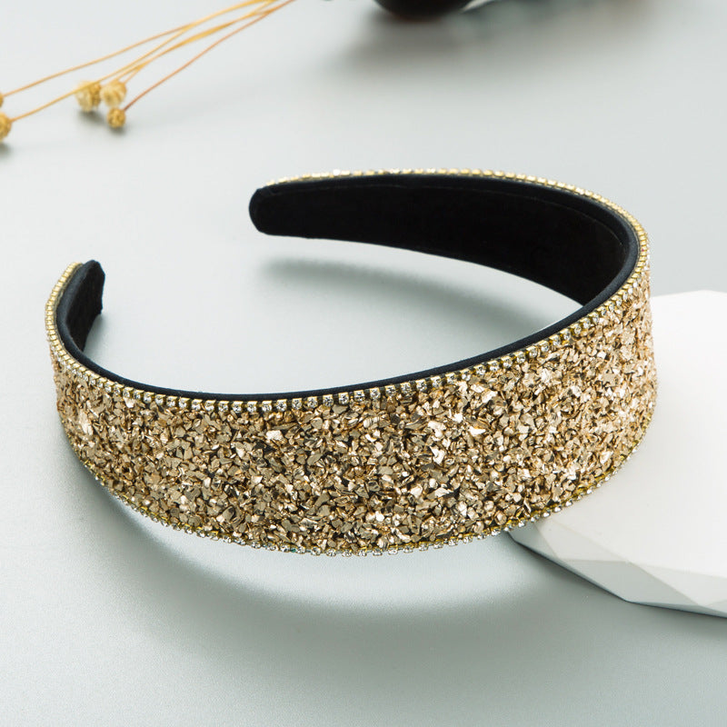 Shiny Diamond-encrusted Wide-brimmed Korean Style High Sense Face Wash Hair Band