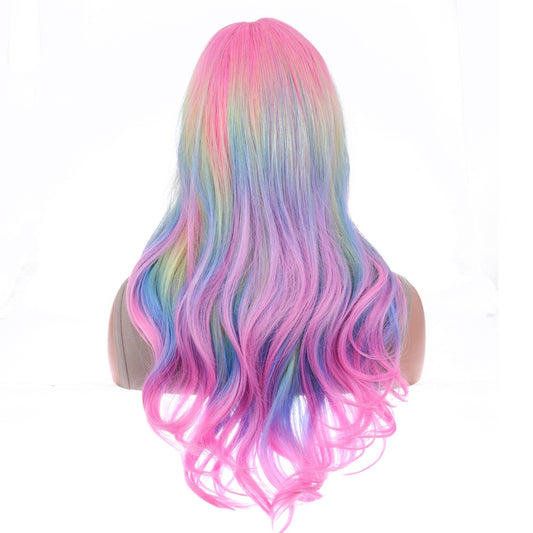 Center-parted Bangs Wig Female Top Pink