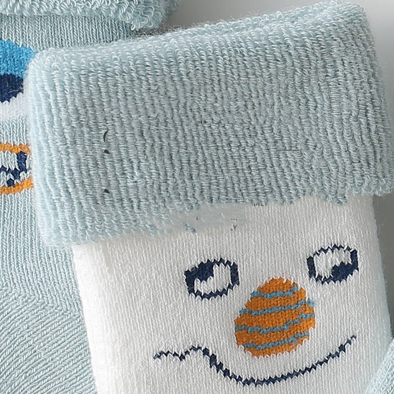 Thickened Children's Socks Cartoon Turn Up Long Plus Velvet Warm Cotton Newborn