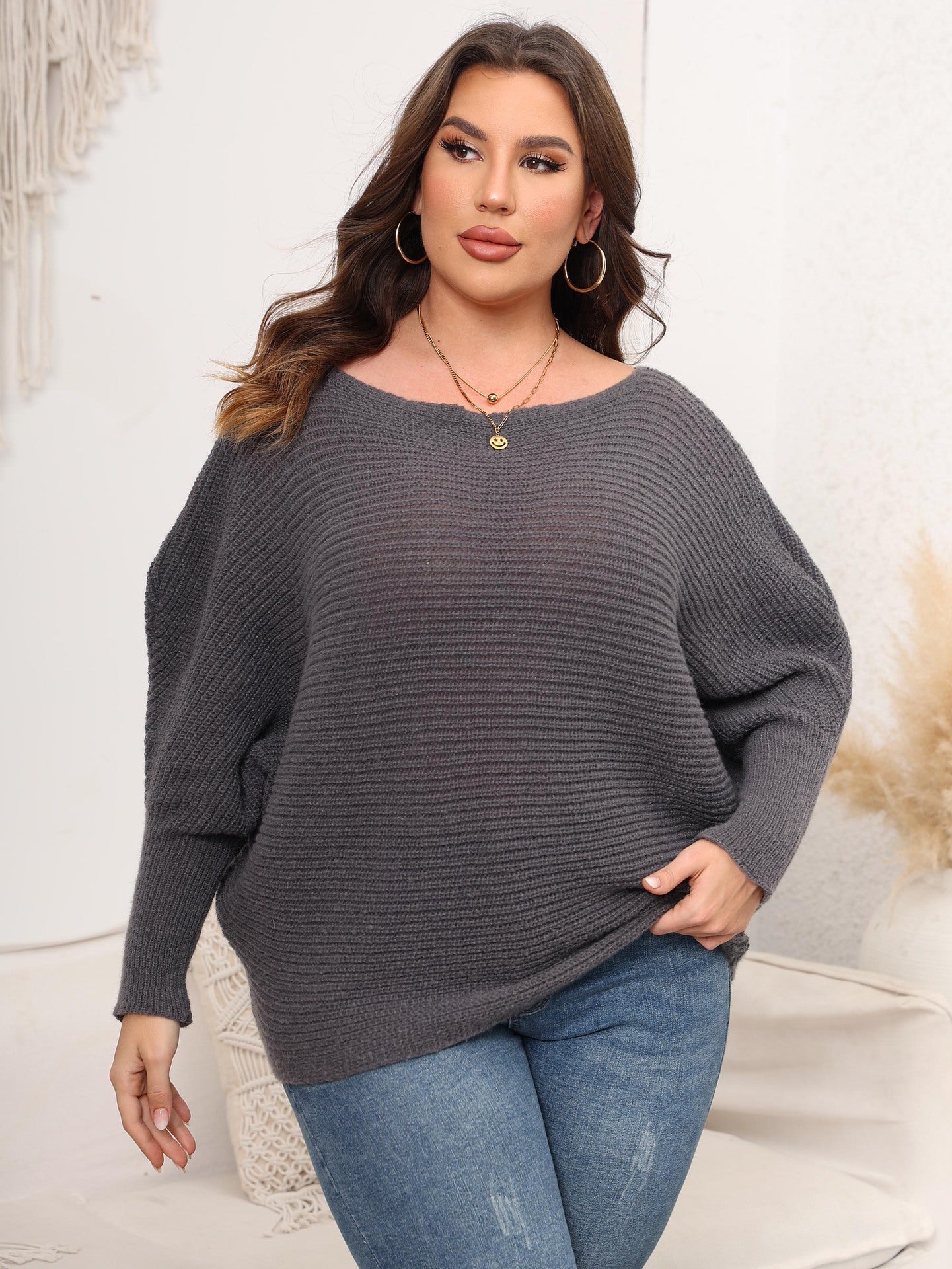 Batwing Sleeve Off-shoulder Loose Women's Sweater