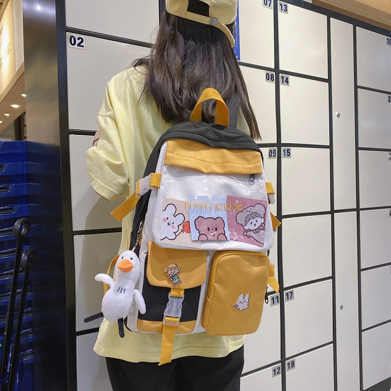 Junior High School Students Hit Color Ins Cute Large-capacity Transparent Backpack