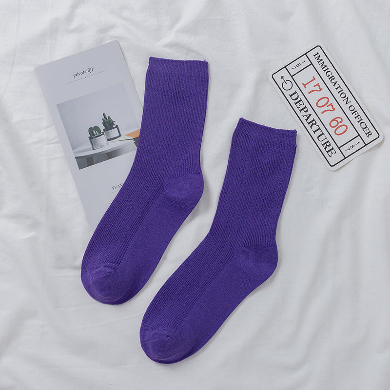 Street Female Fashion Long Thin And All-matching Purple Bunching Socks