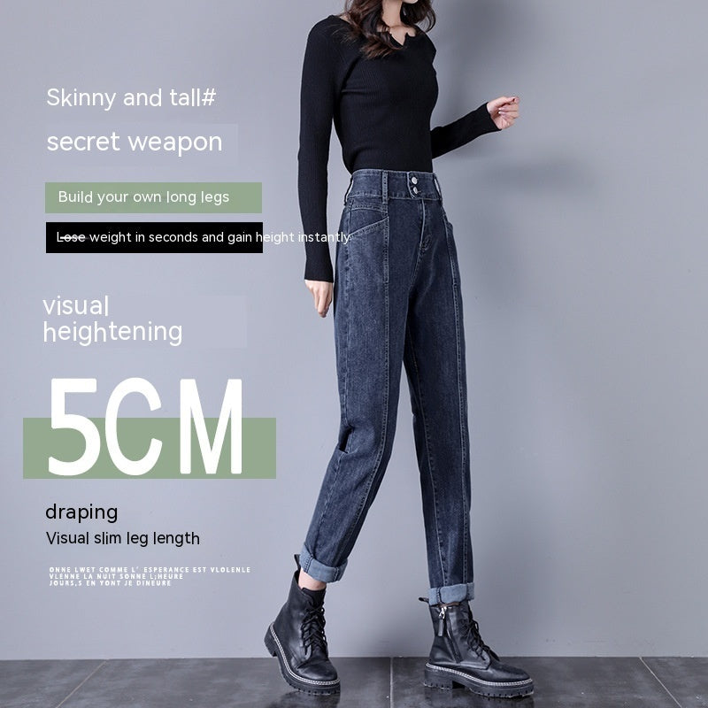 Kvinders højtaljede fløjlsforede Harem Jeans