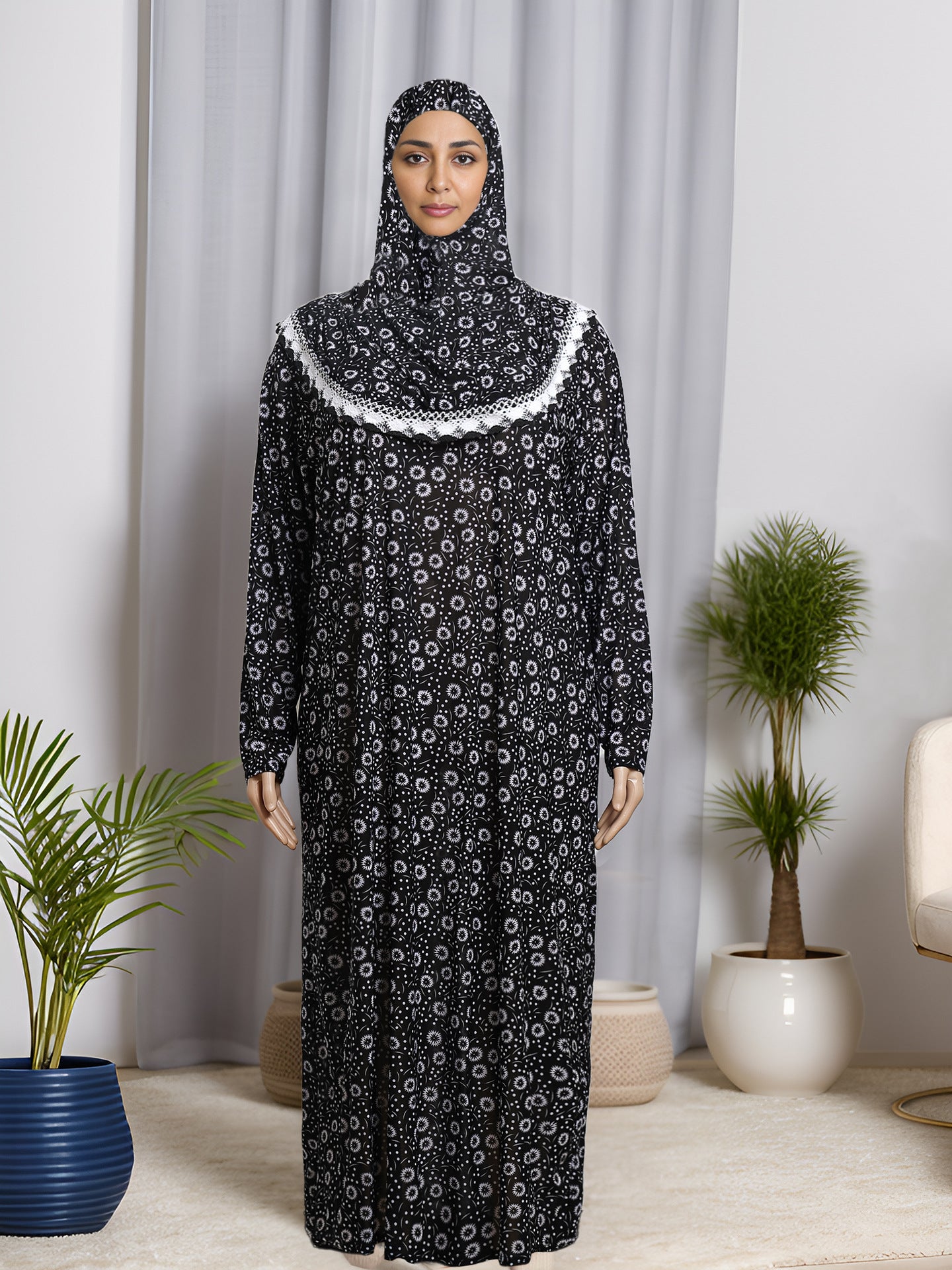Plus Size Hooded Printed Dress For Woman