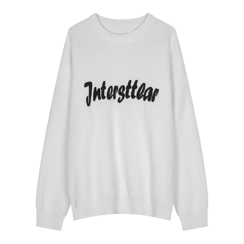 Lazy Style Three-dimensional Letter Round Neck Pullover Couple Sweater