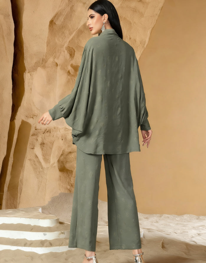 Women's Casual Shirt And Pants Two-Piece Set