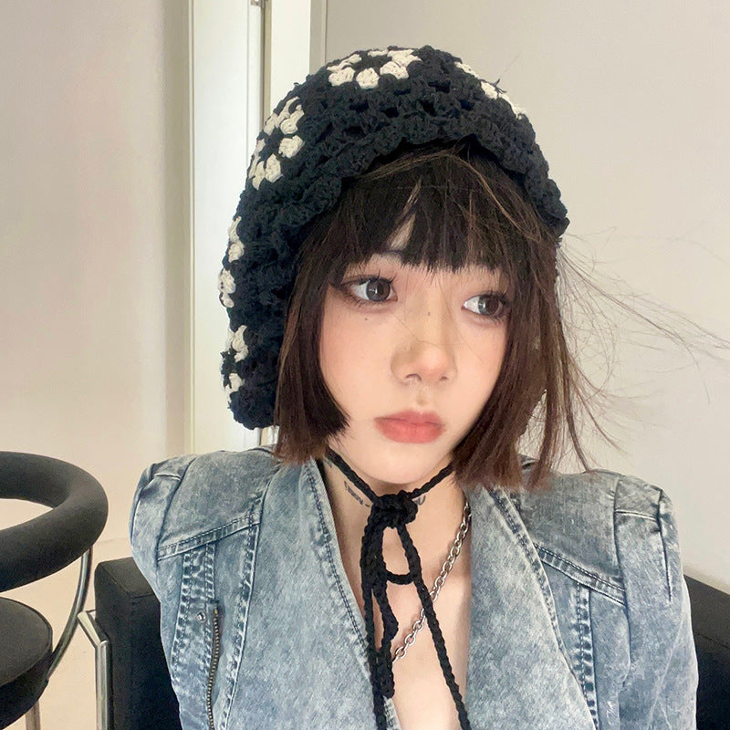 Cute Sweet Crochet Breathable Trend Contrast Hair Band Female