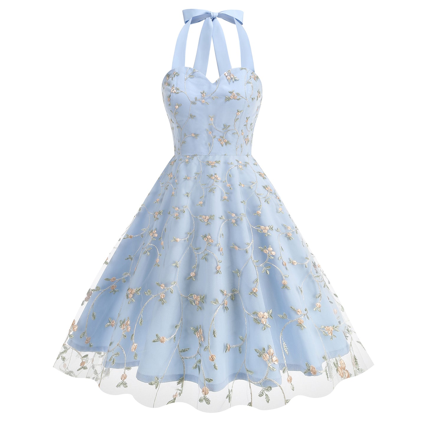 Elegant And Fashionable Gown With Mesh And Embroidery