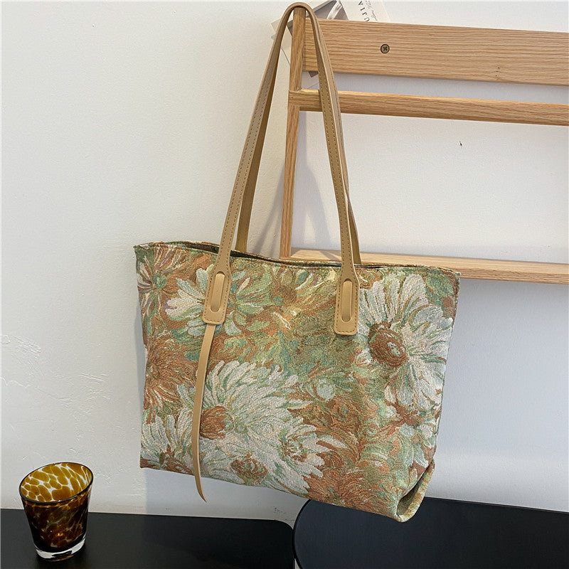 Korean Version Of The Oil Painting Graffiti Bucket Bag Ethnic Style