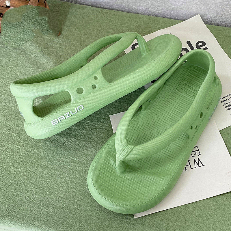 Women's Summer Outer Wear Solid Color Thick Bottom Flip Flops