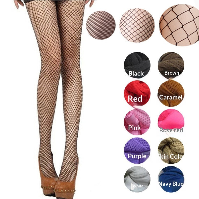 Kvinders sexede fiskenetstrømpebukser hvide hule fiskenet-leggings