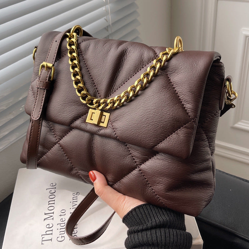 Diamond Crossbody Soft Leather Chain Large Bag
