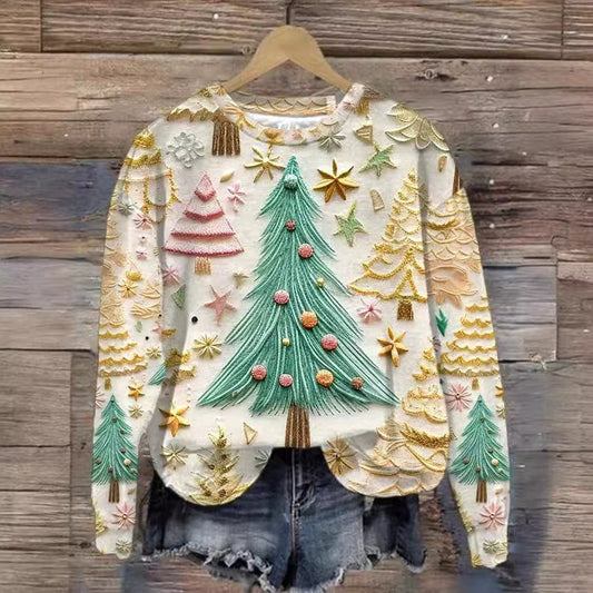 Dame alsidig jule sweatshirt med 3D digitalprint