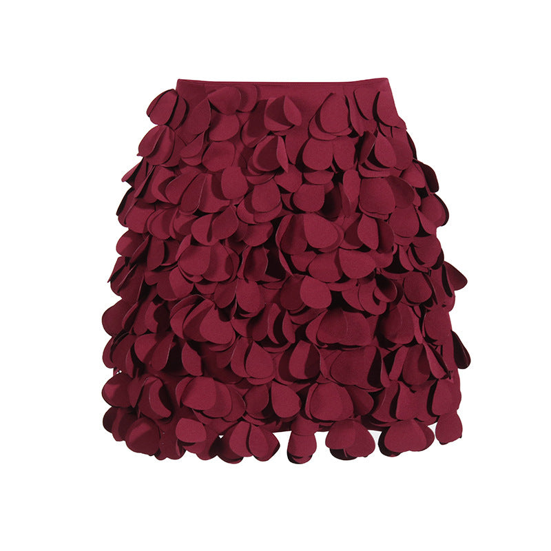 Design Sense Stitching Wafer Decoration Short A- Line Skirt
