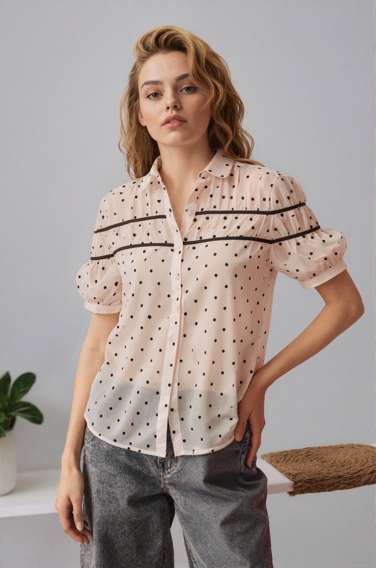 Women's Sexy Polka Dot Sleeveless Side Wrap Top
