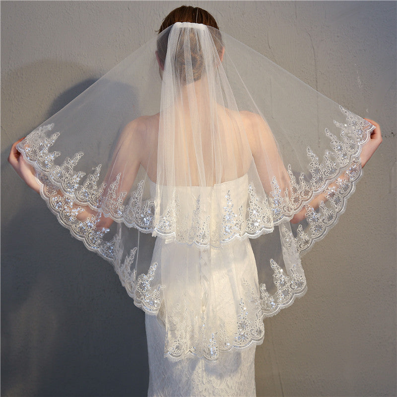 Hair Combed Fine Sequins Lace Headdress