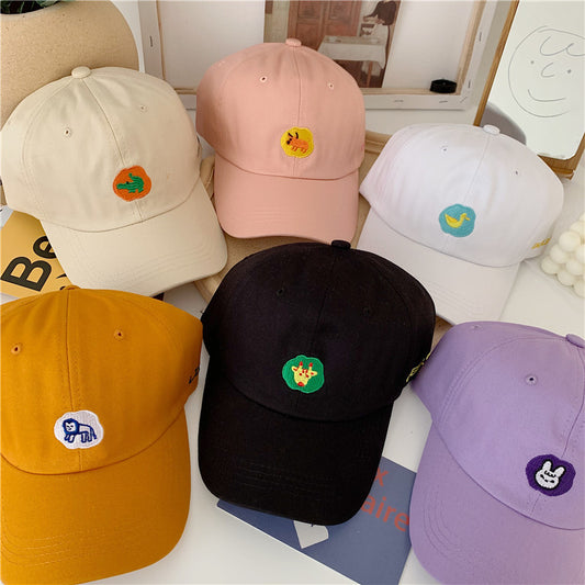 Cute Animal Embroidered Baseball Cap For Women Soft Peaked Cap