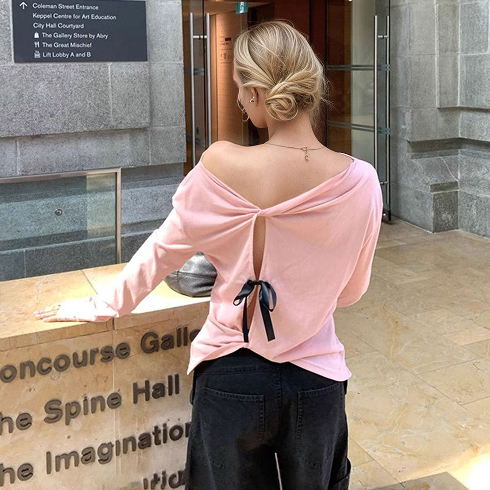 Off-the-shoulder Long-sleeved Top For A Slimming Inner Wear