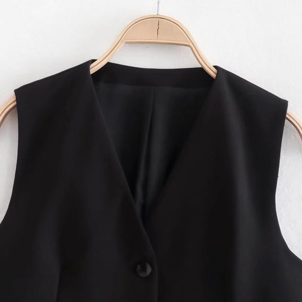 New Women's V-Neck Linen Solid Tank Top