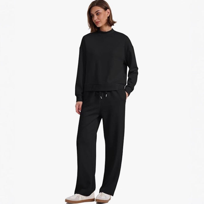Women's Long-sleeved Sweater And Wide-leg Pants Two-piece Suit