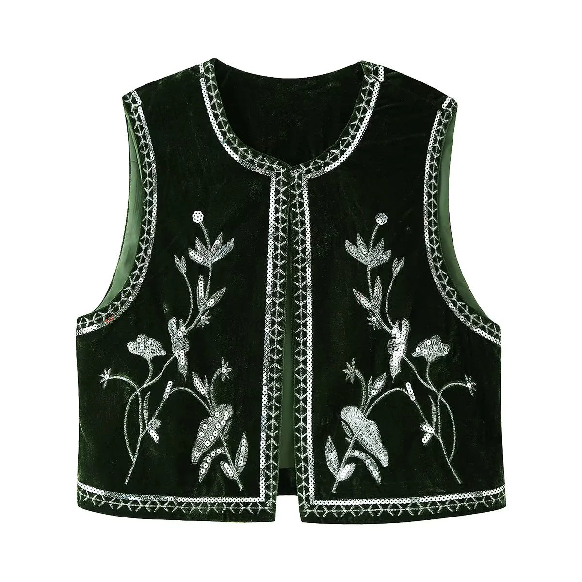 Velvet Beads Decoration Embroidered Women's Coat