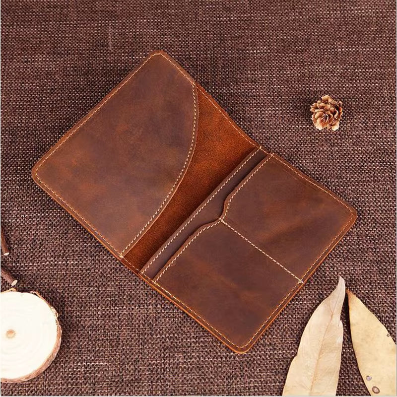 Unisex Genuine Leather Passport Wallet Women Vintage Cow Leather Passport Cover Wallet Men Credit Card Holder Travel Wallet
