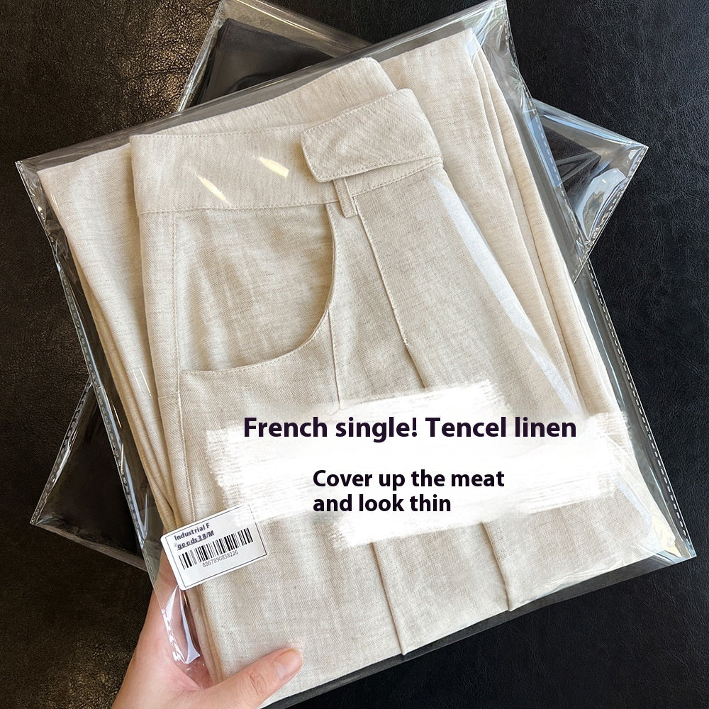 Tencel Linen Wide-leg Pants Thin High Waist Casual Sun-proof Cotton Linen Straight Trousers