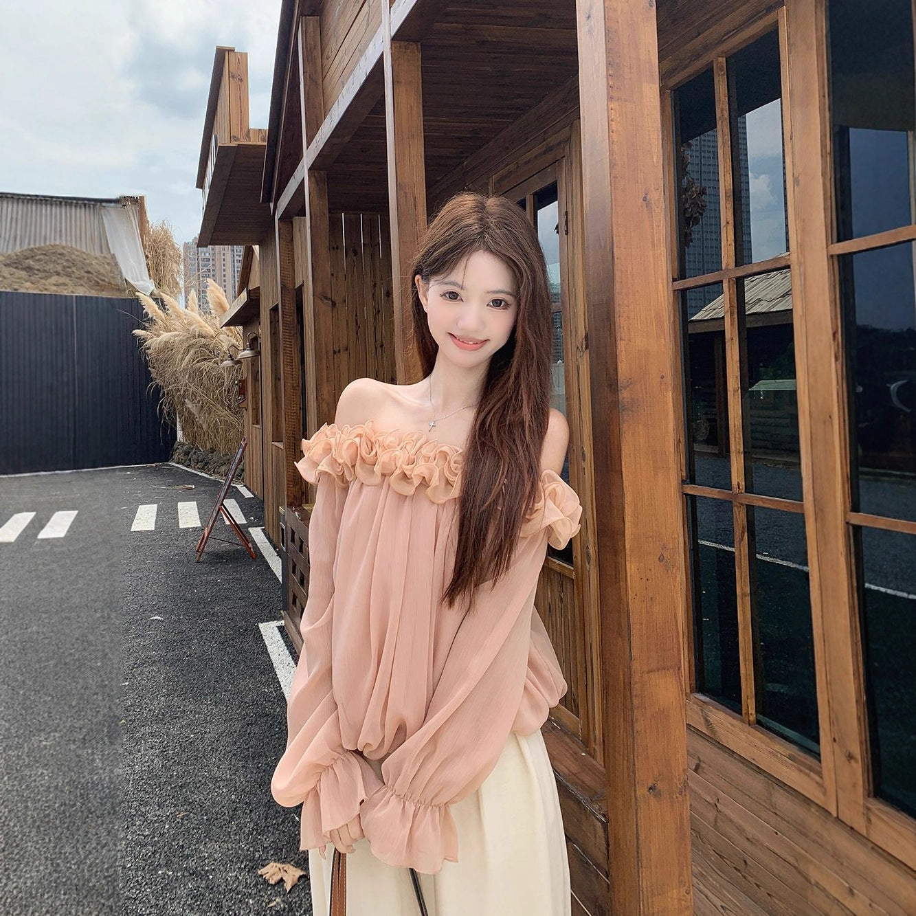 Gentle Off-shoulder Long-sleeve Blouse For Women