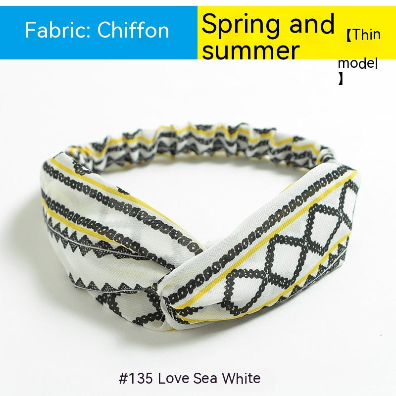 Bohemian Style Elastic Cross Chiffon Headband For Women
