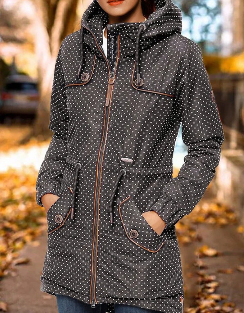 Polka Dot Print Hoodie Coat Top