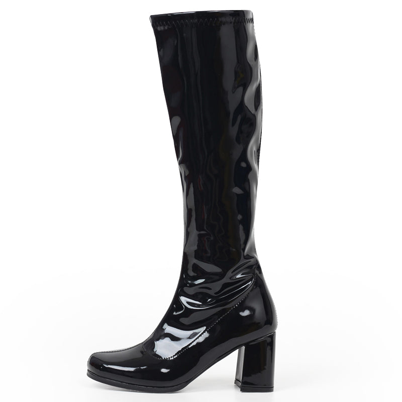 Simple Patent Leather Fashion Thick-heeled Martin Boots 9cm High-heeled