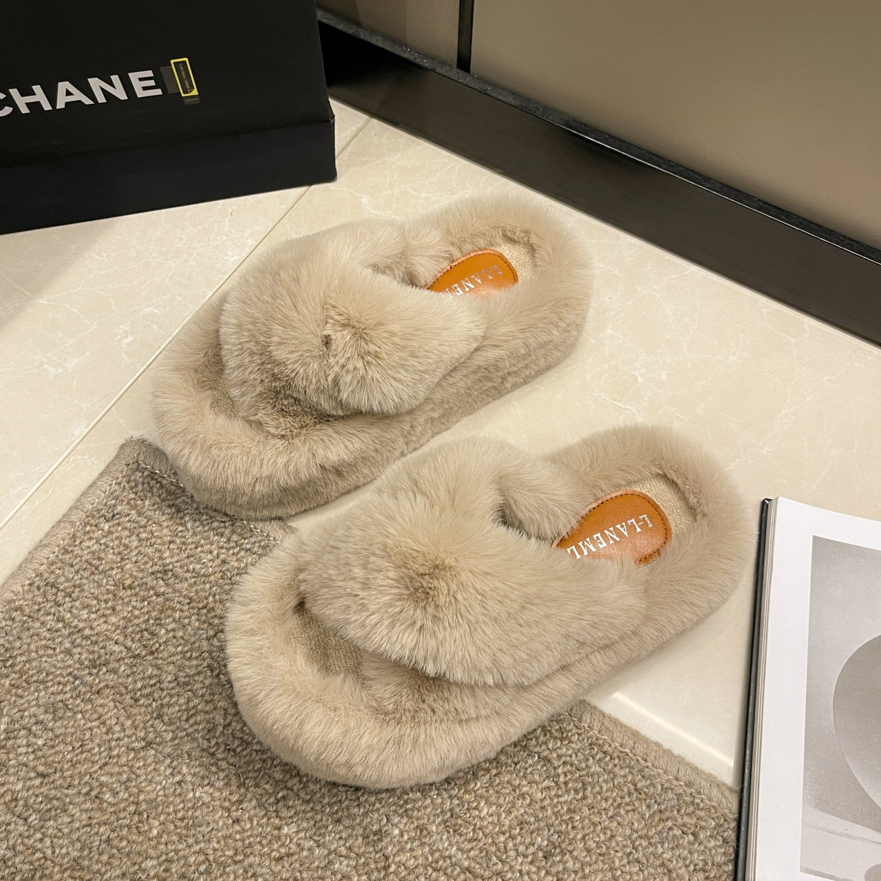 Plus Size Slippers Women's Thick Bottom 7cm Brushed Lining Home