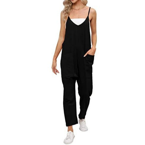Women's Pocket Sling Adjustable Buckle Jumpsuit