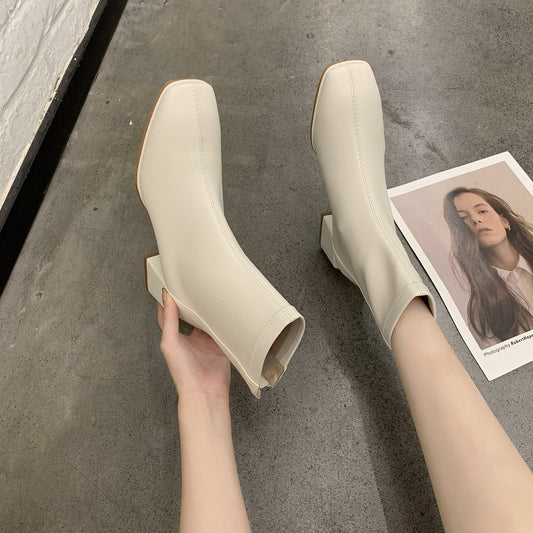 Autumn And Winter New Plush Martin Boots Korean Square Boots