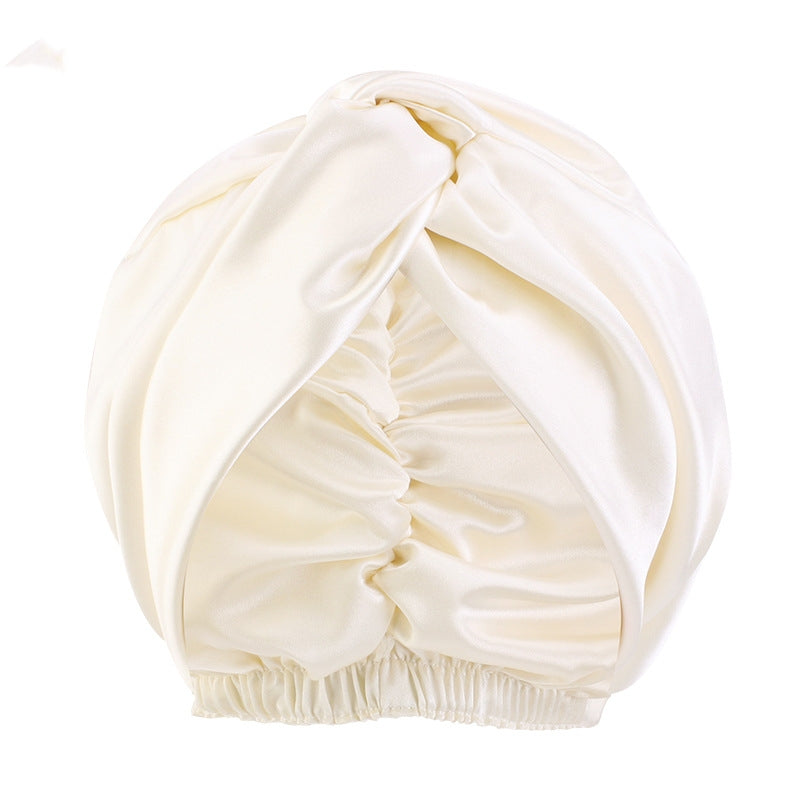 Europe And The United States Popular Imitation Silk Double Layer Nightcap Cross Twist Cap