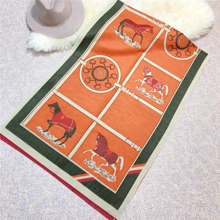 Carriage Scarf Cashmere Blended Thickened Warmth Ladies Dual-use Shawl Women
