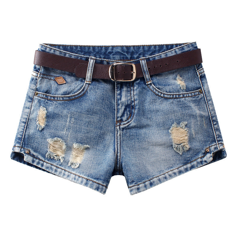 Denim Shorts Women's Korean-style Loose Mid Waist Large Size Slimming Summer Korean Ripped Jeans Hot Pants