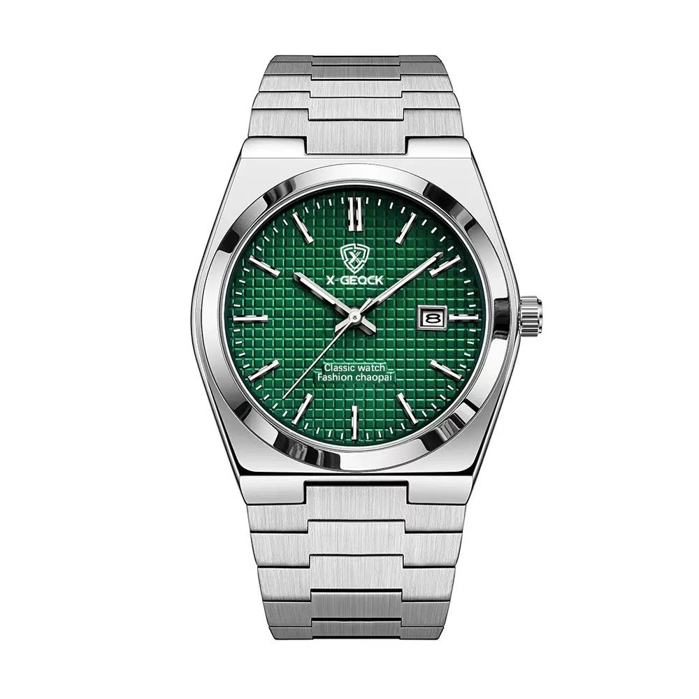 Men's Watch Quartz Simple Fashion Wrist Watch Steel Belt Waterproof Calendar Genuine Goods