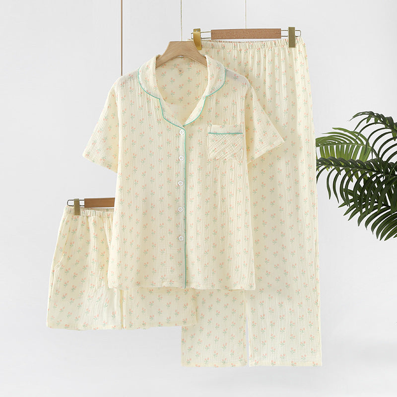 Women's Crepe Cotton Yarn Fashion Three-piece Set